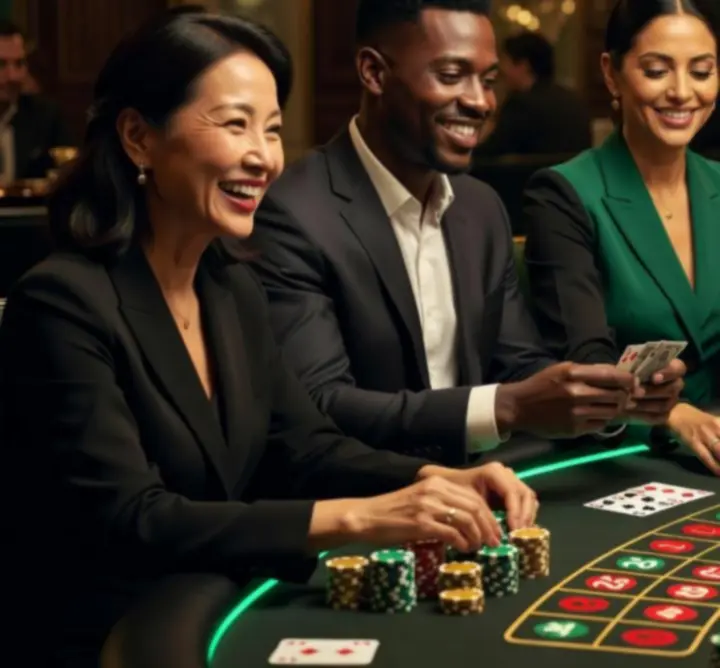 Hosté hrají poker, ruletu a blackjack u stylových stolů s krupiéry