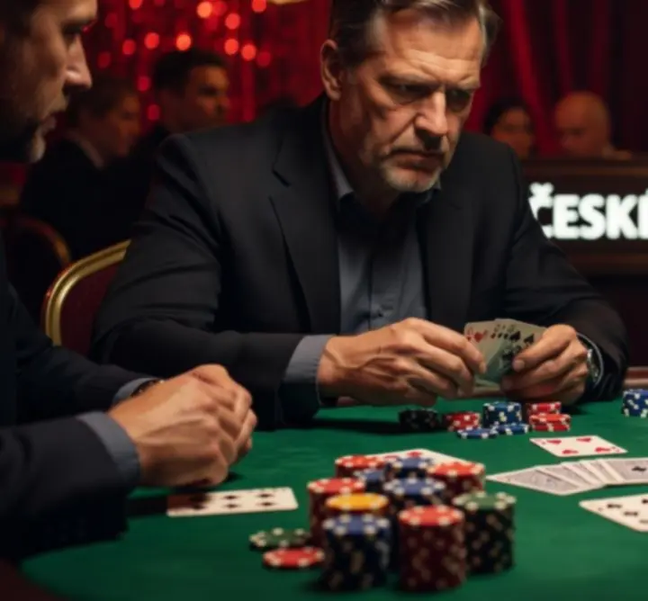 Poker Night téma s hráči soustředěnými u kasina stolu